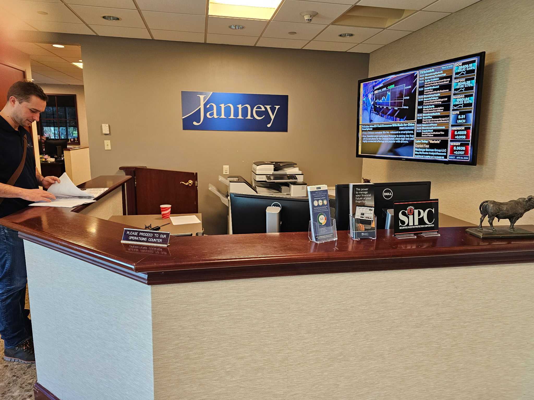 Corporate office reception area with professional finishes